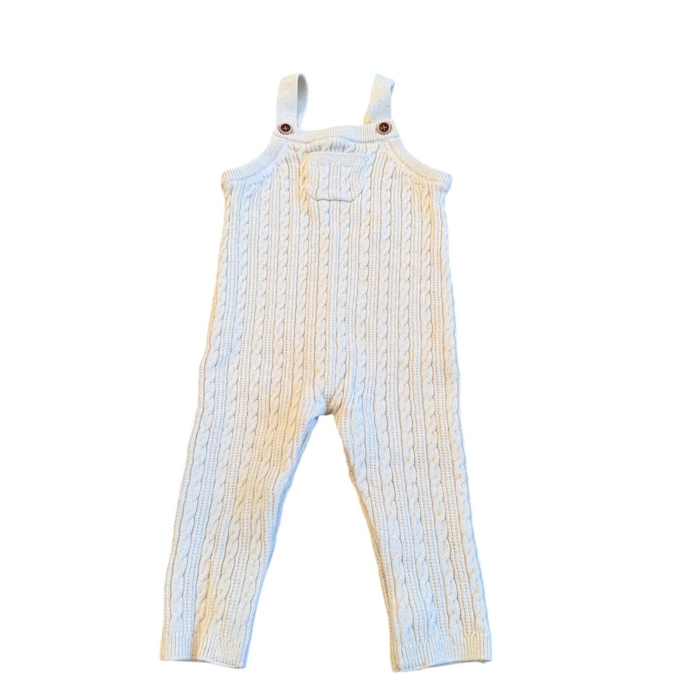 Janie and Jack Baby Ivory Cable Knit Romper Overall 6-12M Jumper Cottagecore